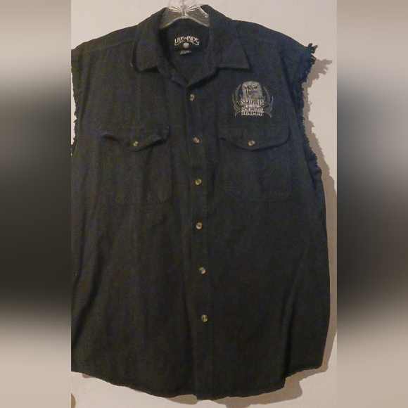 Sturgis Biker‎ Shirt Mens XL Button Up  Black Hills Rally 2009  Cut Off Sleeve - Picture 2 of 9